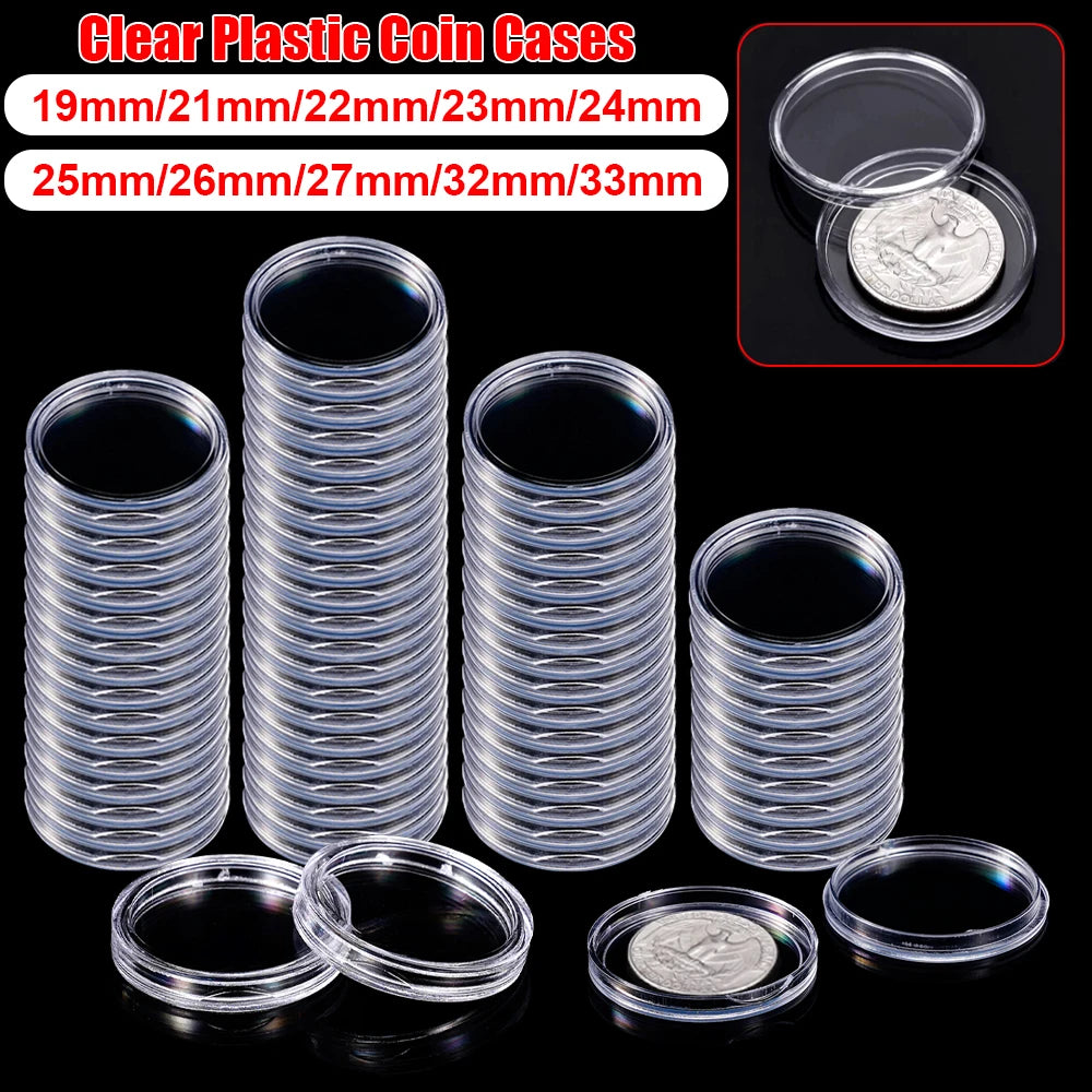 10/25/50/100Pcs 19-33mm Transparent Coin Capsules