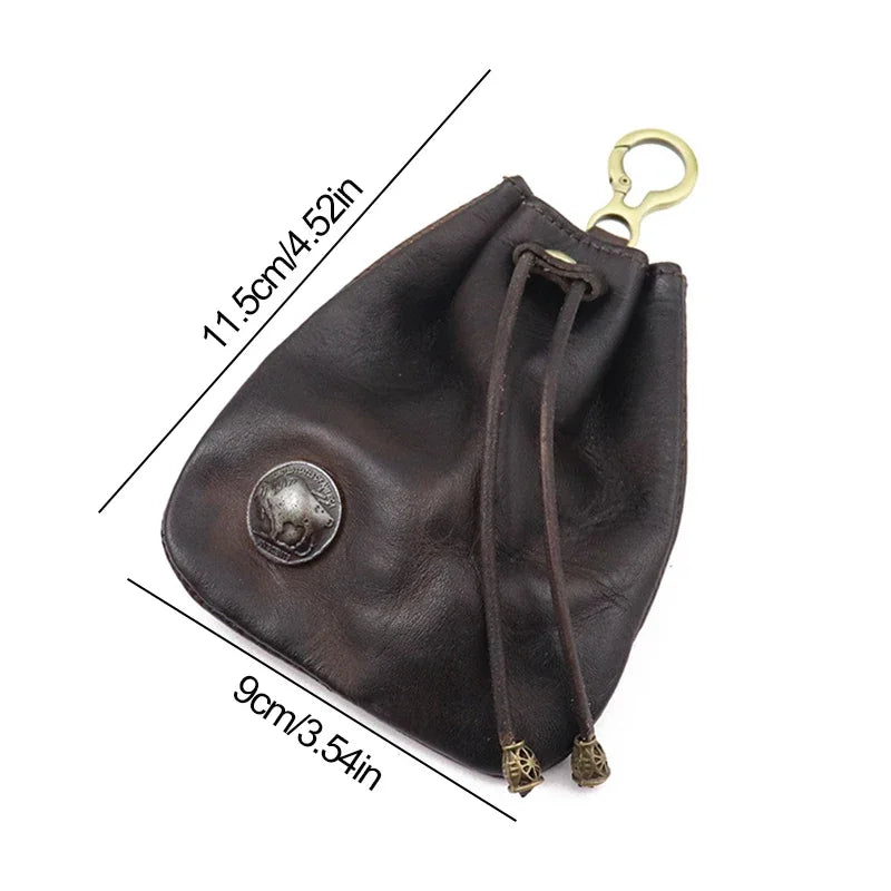 Artificial Vintage Leather Dice or Token Bag