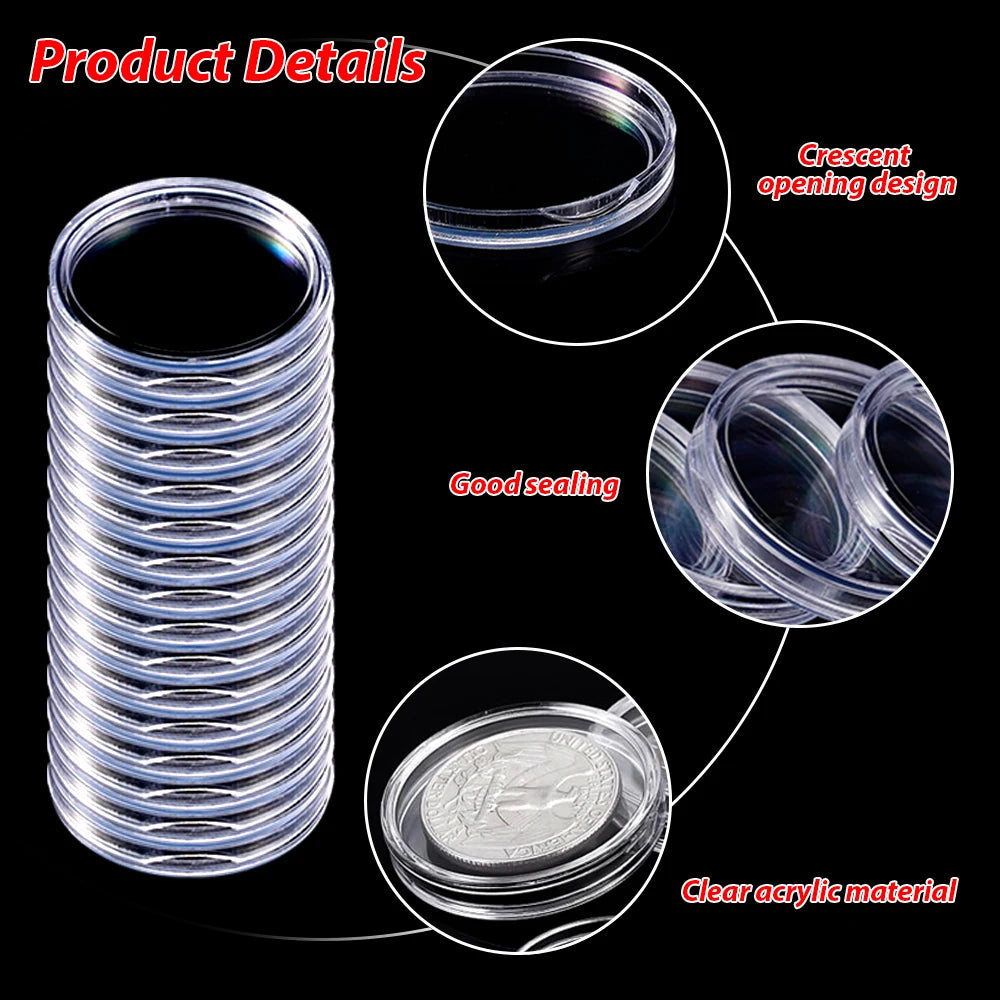 10/25/50/100Pcs 19-33mm Transparent Coin Capsules