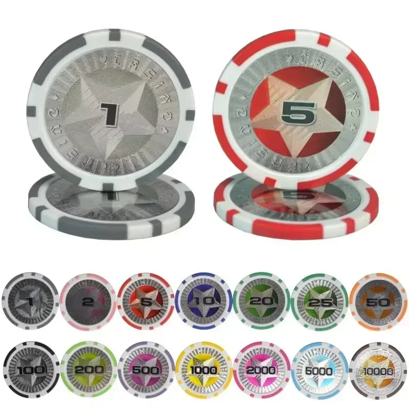 25Pcs Iron & Clay Poker Game Chip Set