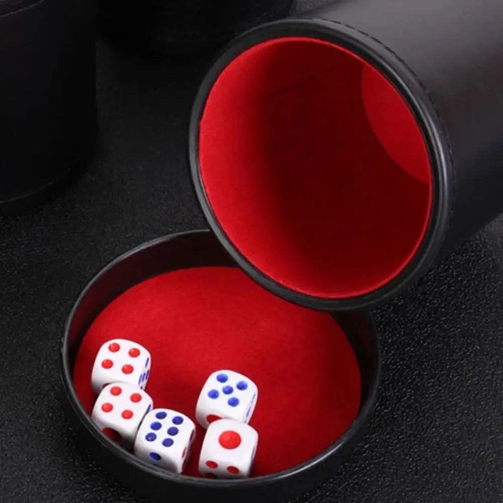 Leather Dice Cup with 5 pcs Dice