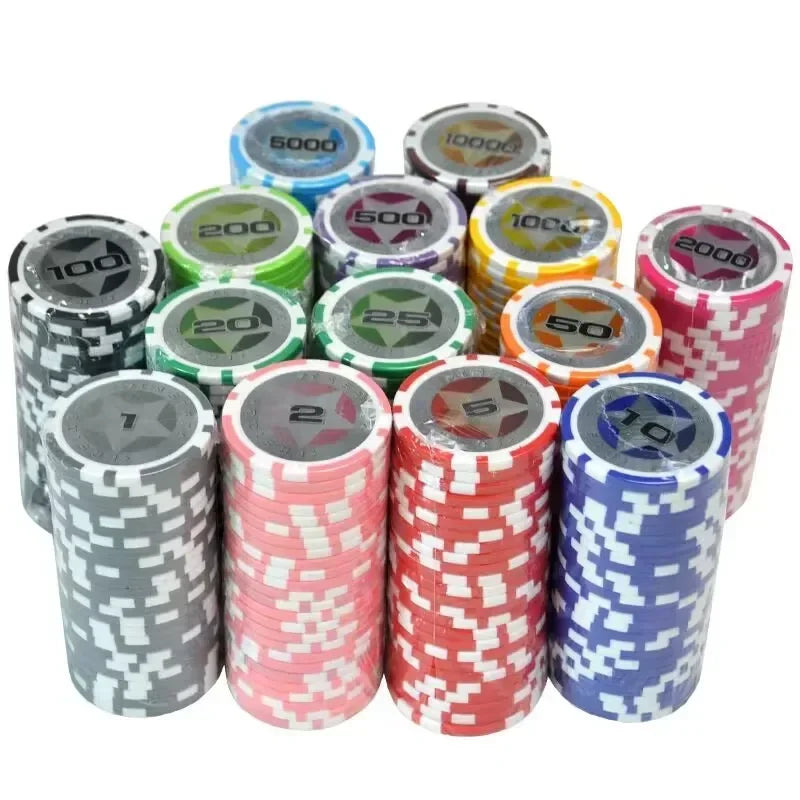 25Pcs Iron & Clay Poker Game Chip Set