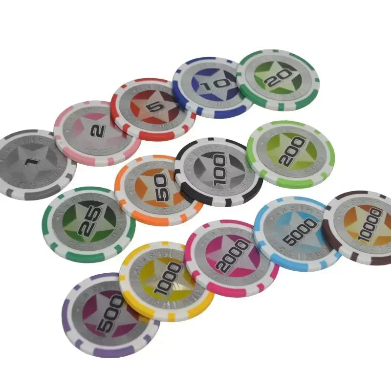 25Pcs Iron & Clay Poker Game Chip Set