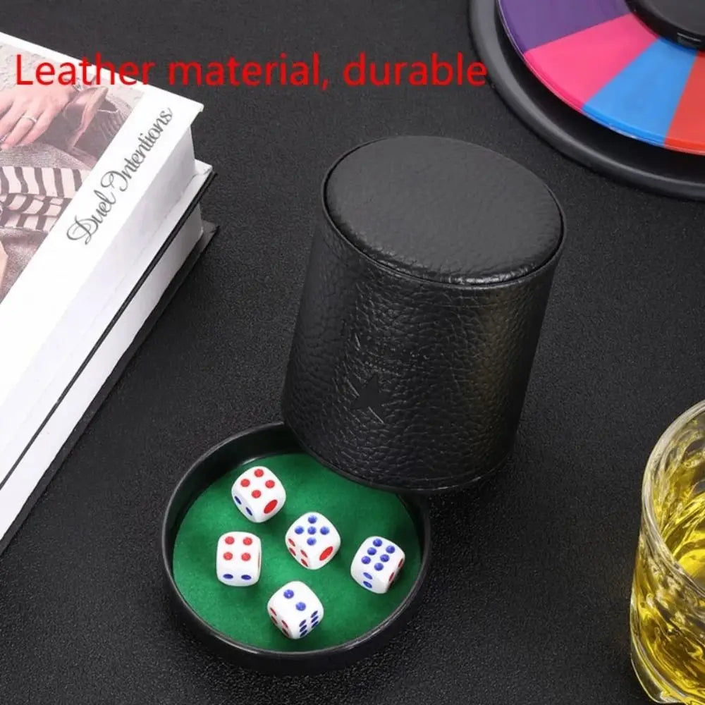 Leather Dice Cup with 5 pcs Dice