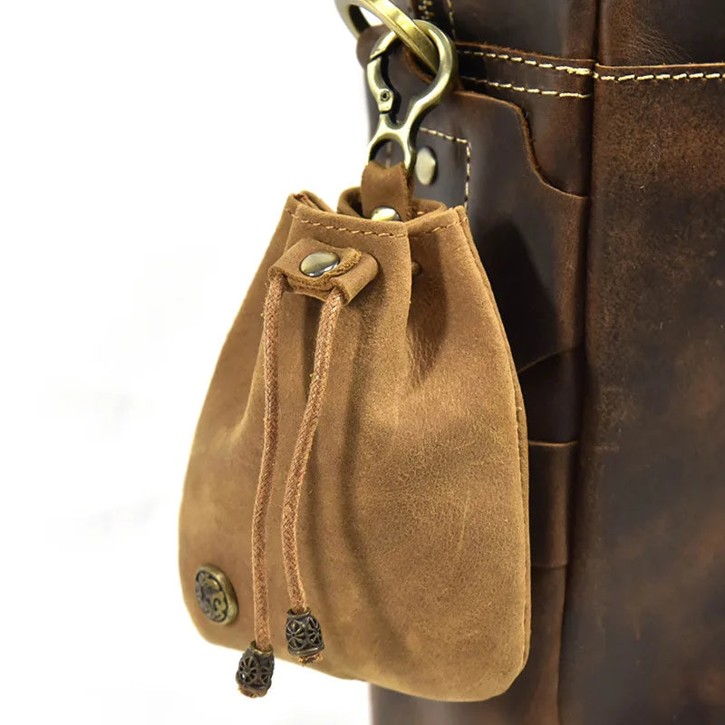 Artificial Vintage Leather Dice or Token Bag