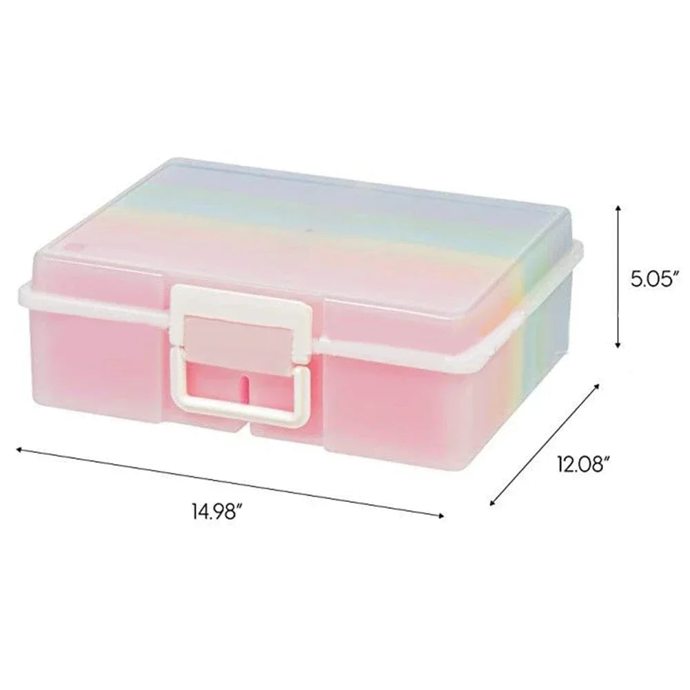 Storage Box With Handle, 4" X 6" Photo Organizer Storage Container With 16 Inner Cases