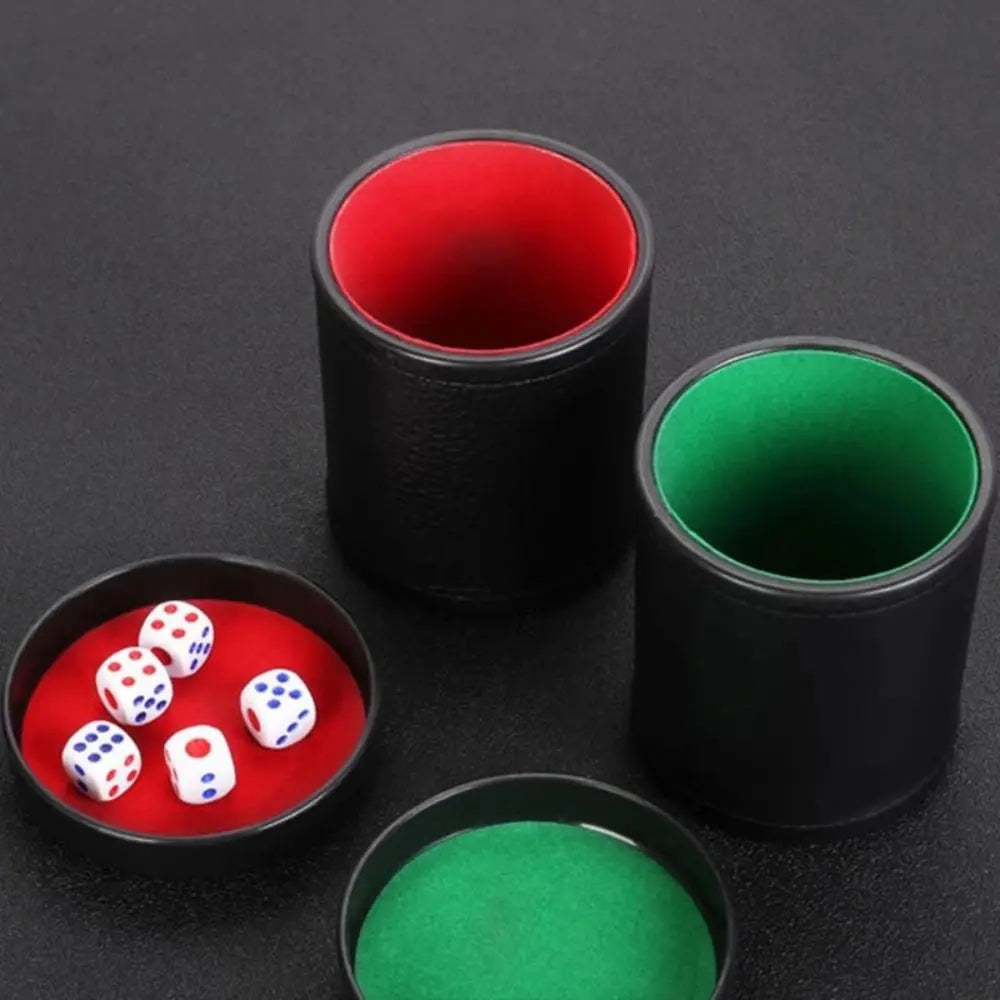 Leather Dice Cup with 5 pcs Dice